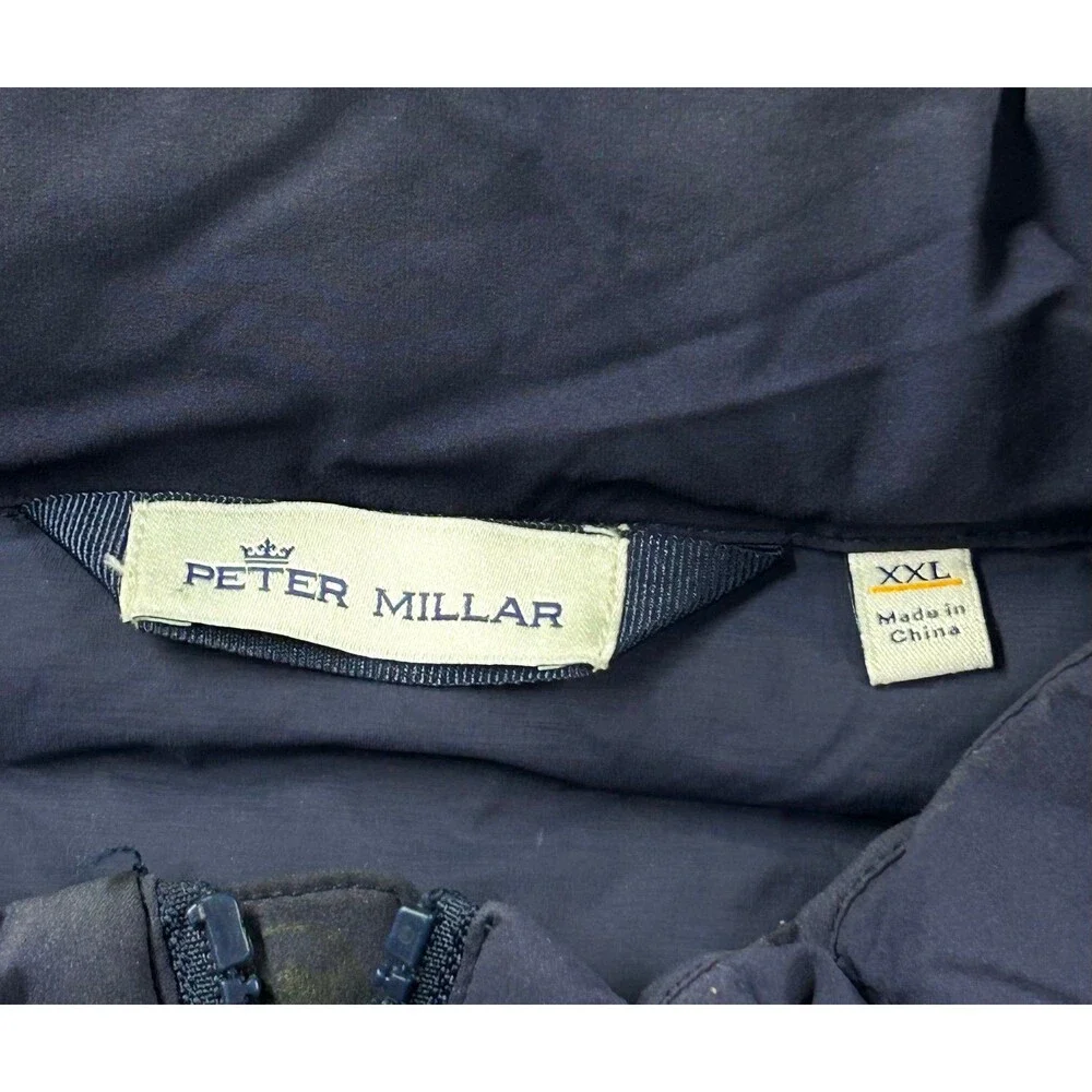 Peter Millar Mens Navy Insulated Front Full Zip Jacket Golf Puffer Jacket